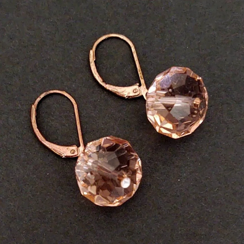 Pink glass drop earrings